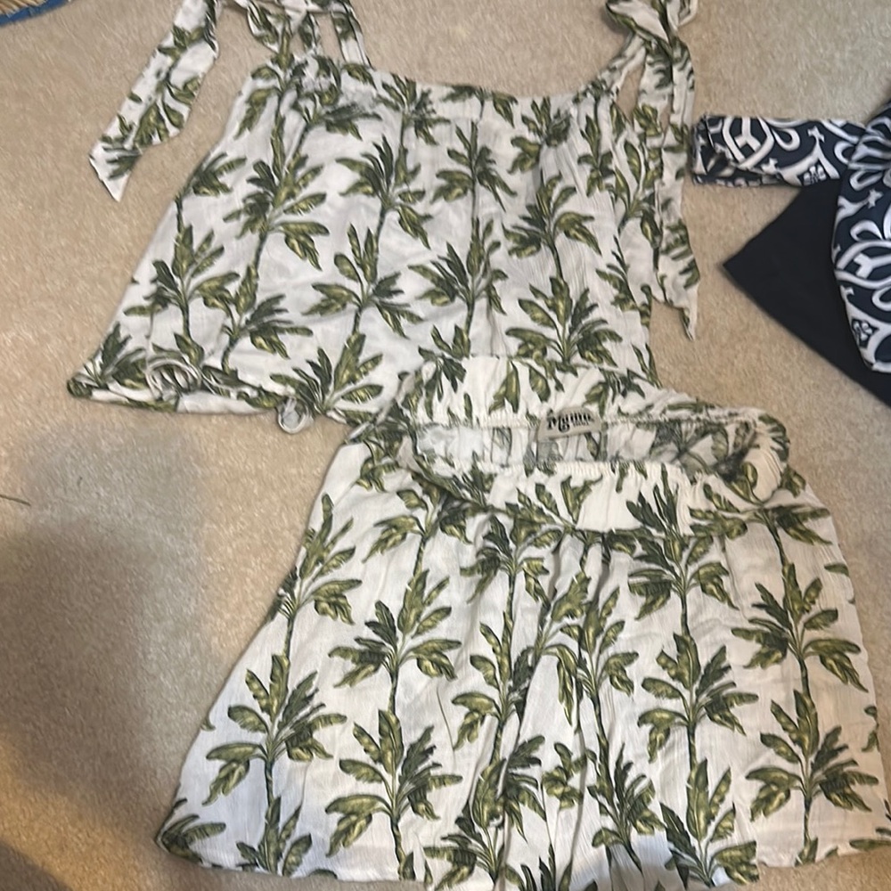 Show Me Your Mumu Palm Tree Print Two-Piece Set
